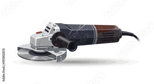 Angle Grinder Tool on White Background