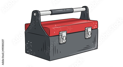 Red and grey toolbox, graphic illustration