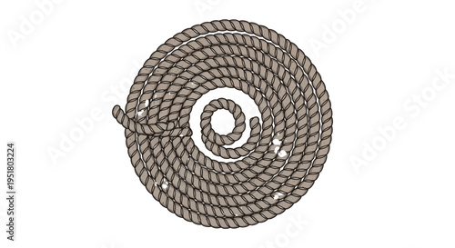 Rolled Rope Spiral Isolated White Background