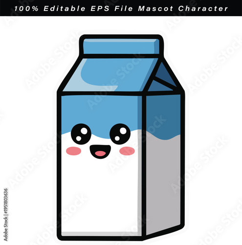 Friendly milk carton mascot character with a cheerful face design