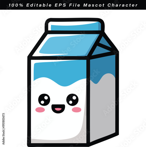 Friendly milk carton mascot character with a cheerful face design