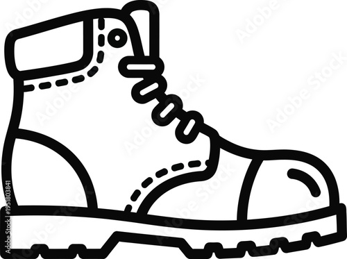 Durable work boot icon for industrial safety and construction site footwear