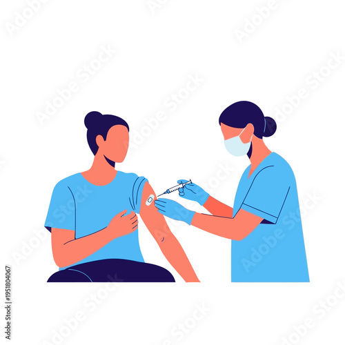 Nurse Administering Vaccine Injection to Patient Arm in Medical Clinic