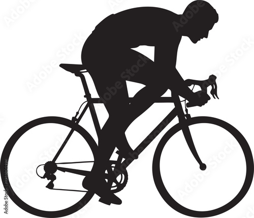 Silhouette of a cyclist riding a bicycle in a racing position