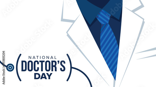 National Doctor's Day professional labcoat and tie close up banner for hospital appreciation campaigns healthcare awareness and medical tribute