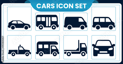 Collection of various vehicle iconsCollection of various vehicle icons