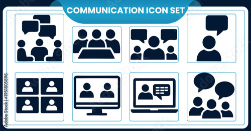 Communication icon set for teamwork and collaborationCommunication icon set for teamwork and collaboration
