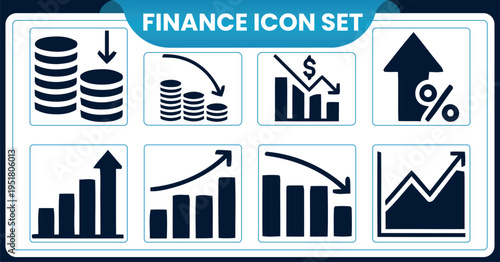 Finance icon set with various graphs and chartsFinance icon set with various graphs and charts