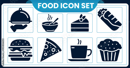 Food icon set with various culinary symbolsFood icon set with various culinary symbols