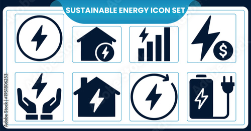 Sustainable energy icon set for eco friendly conceptsSustainable energy icon set for eco friendly concepts