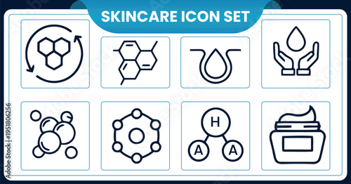 Skincare icon set for beauty and cosmetic productsSkincare icon set for beauty and cosmetic products