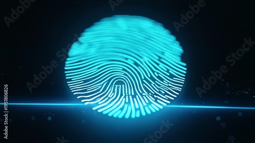 Biometric Fingerprint Scan on Dark Glass Cybersecurity Concept
