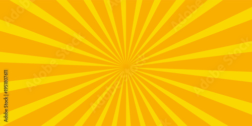 Yellow abstract background with light of sunburst. yellow starburst with halftone. sun ray retro background with flash