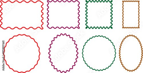 Collection of green wavy edged frames and borders for photo editing and design