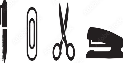 Minimalist Office Stationery Silhouettes