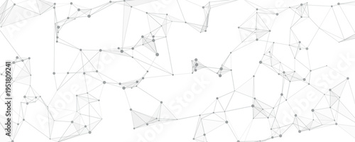 Futuristic data plexus background with geometric wireframe nodes lines and spacious white copy space
