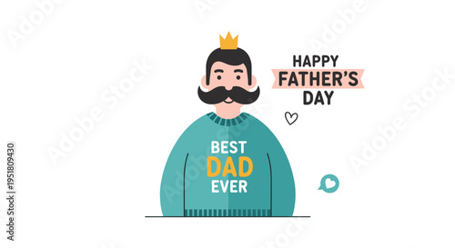 Best dad ever portrait with crown happy fathers day illustration