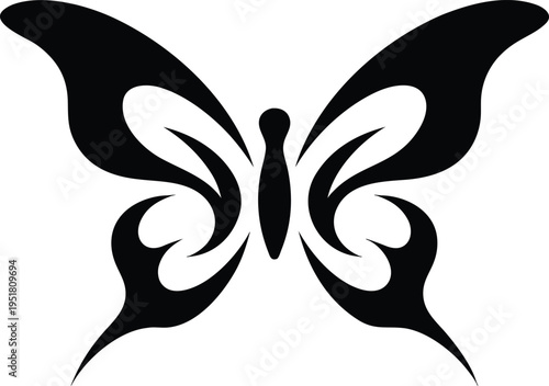 Elegant Minimal Black Butterfly Silhouette Vector Design for Modern T-Shirt, Apparel Branding, and Professional Stock Illustration Use