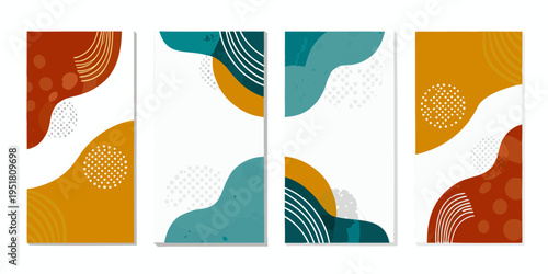 Abstract geometric shapes in warm and cool color palettes a modern design
