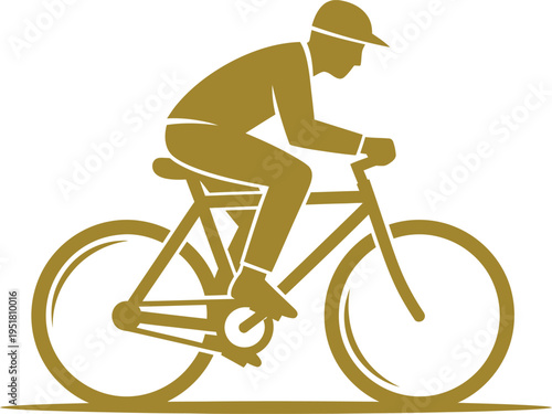 Cyclist riding a bicycle in profile view