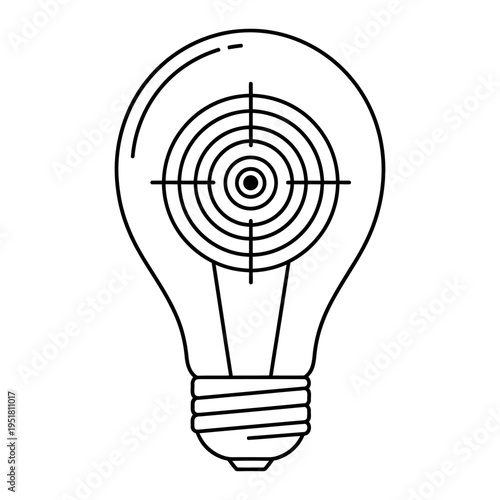 Light bulb with target crosshairs aiming concept for ideas and innovation