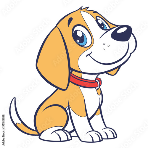 Cute cartoon puppy sitting and smiling