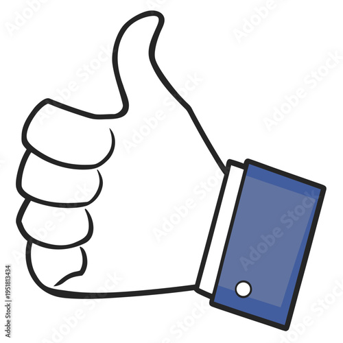 Hand drawn thumbs up icon with blue sleeve