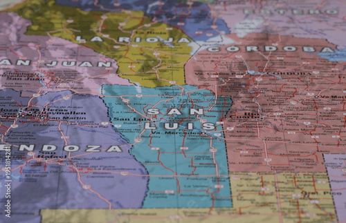 Geographical map of the San Luis region of Argentina
