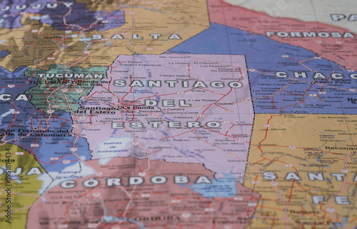Geographical map of the Santiago del Estero region of Argentina
