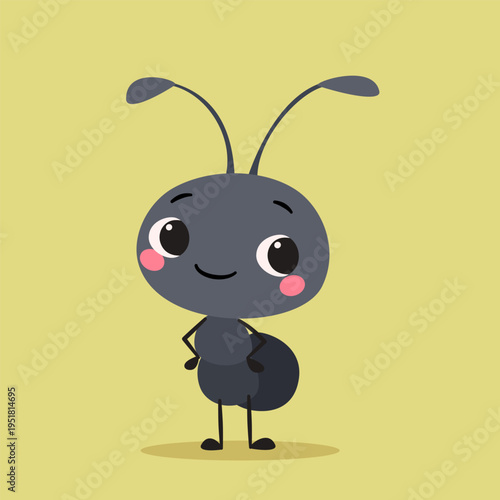 A cute, friendly ant. A flat vector illustration in a simple, child-friendly style . Vector illustration