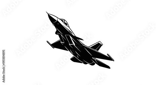 Dynamic Military Aircraft Soaring Through the Sky, Powerful Jet Fighter