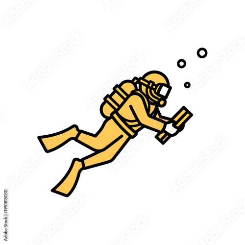 Scuba Diver With Slate Illustration