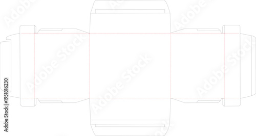 Dieline template for a custom cardboard packaging box with folding flaps and secure locks Vector