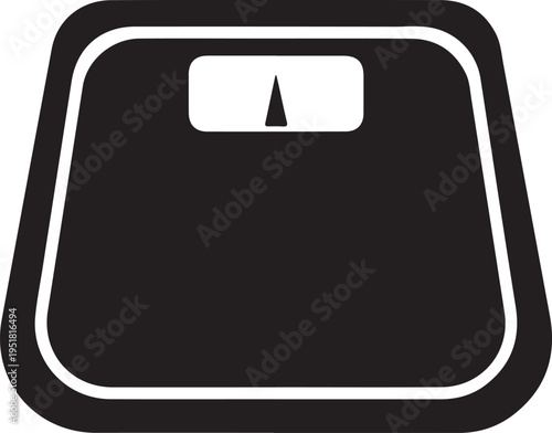 Black Bathroom Weighing Scale Icon Silhouette for Health and Fitness