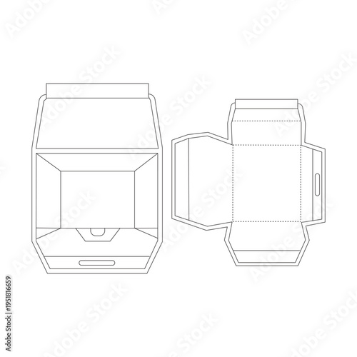 Two Piece Product Packaging Box Dieline Template with Inner Tray and Outer Sleeve