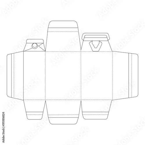 Rectangular Packaging Box Dieline Template with Locking Lid and Folding Tabs