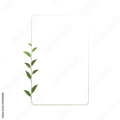 Green leaves frame. Simple frame for a postcard.