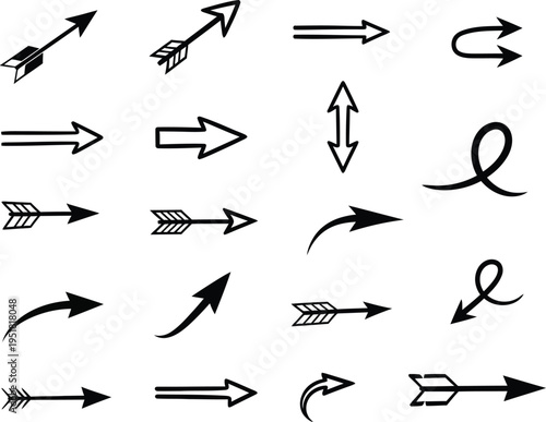 Collection of various arrow symbols and icons