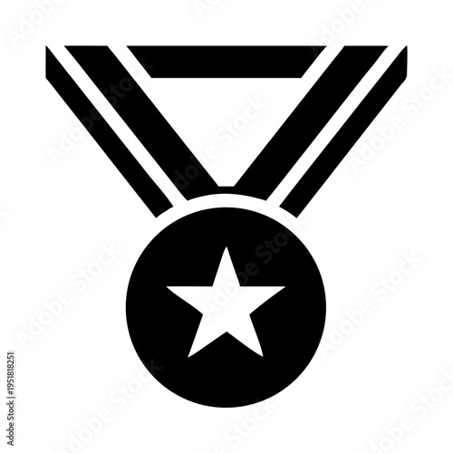 Medal star award achievement honor success champion prize silhouette vector illustration