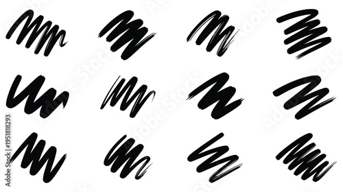 Collection of black scribbles on white background