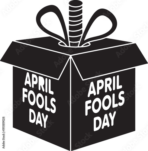 April fools day surprise box vector icon, prank gift concept, open package with funny spring toy, minimal illustration