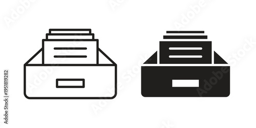 Folder box icon. Black and White Vector Illustrations. line icon vector pictogram