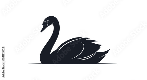 Elegant Black Swan Gliding on Water, Peaceful Wildlife Scene