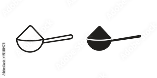 full spoon icon. Black and White Vector Illustrations. line icon vector pictogram
