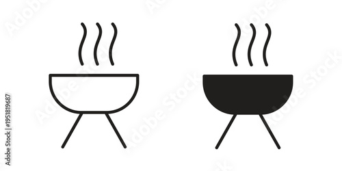 Grill icon. Black and White Vector Illustrations. line icon vector pictogram