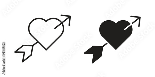 Heart with arrow icon. Black and White Vector Illustrations. line icon vector pictogram