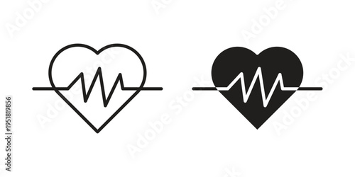 Heartbeat icon. Black and White Vector Illustrations. line icon vector pictogram