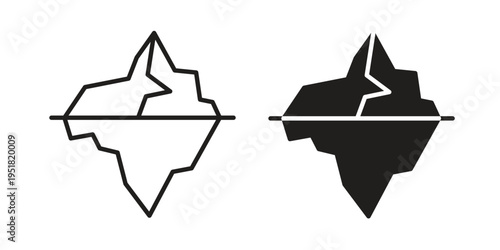 Iceberg icon. Black and White Vector Illustrations. line icon vector pictogram