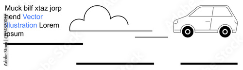 Automotive design, transportation layouts, education tools, graphic templates, creative projects, abstract objects. Car with cloud shape and placeholder text. Automotive design and transportation