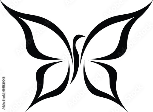 Clean Flat Black Butterfly Silhouette Vector Illustration for T-Shirt Printing, Apparel Graphics, and Minimal Branding Identity Design
